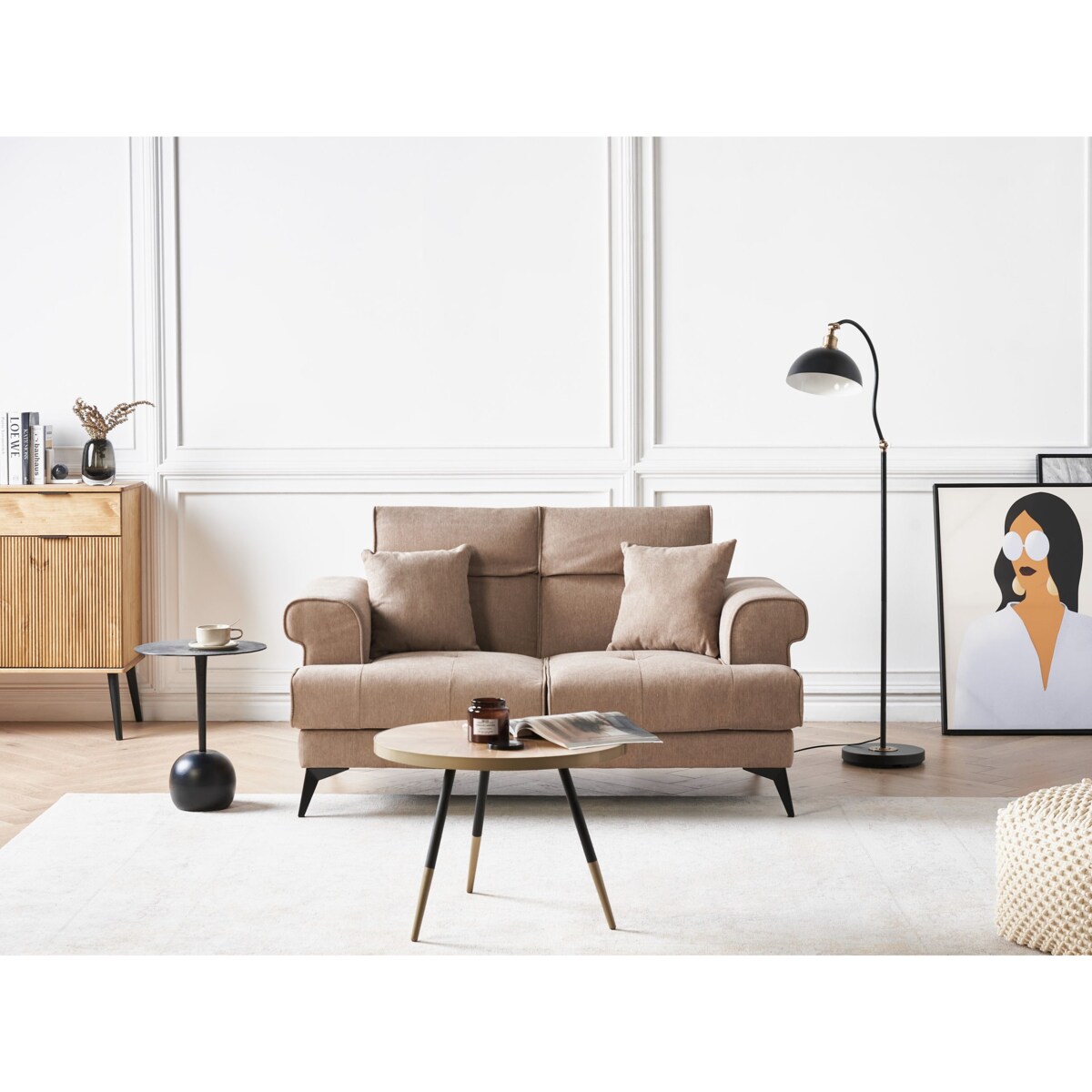 Sofa 2-osobowa jasnobrązowa SKIVE