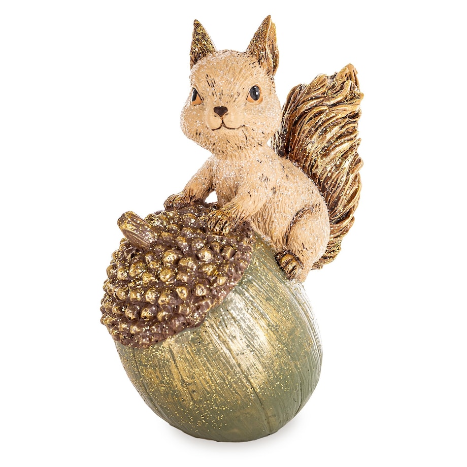 Dekoracja wiewiórka 17x12x10 cm ALVIN-2 na żołędziu