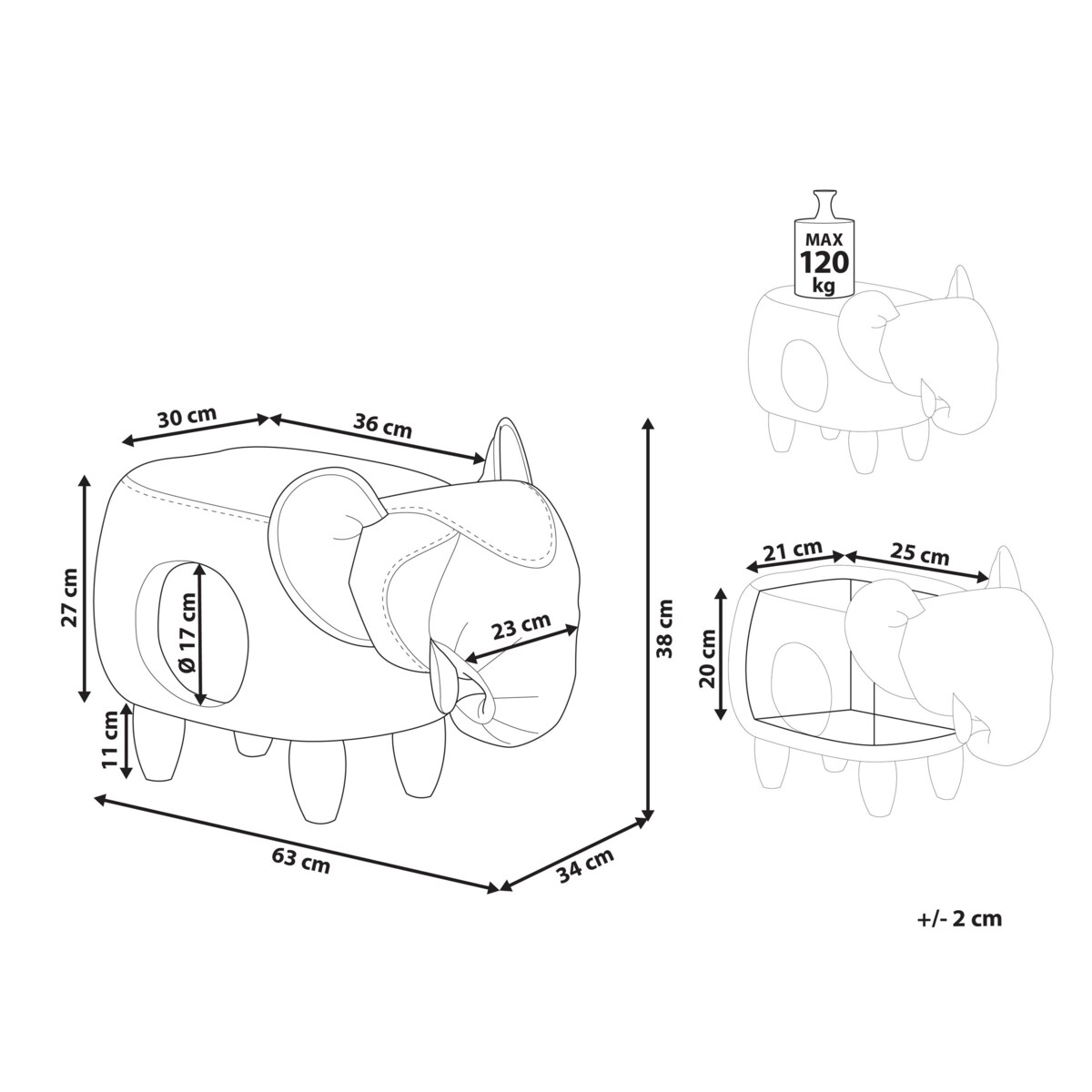 Pufa zwierzak ekoskóra ze schowkiem szara JUMBO