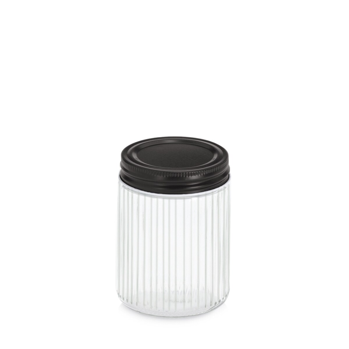 Słoik z metalową pokrywką KITCHEN ESSENTIALS, ryflowane szkło