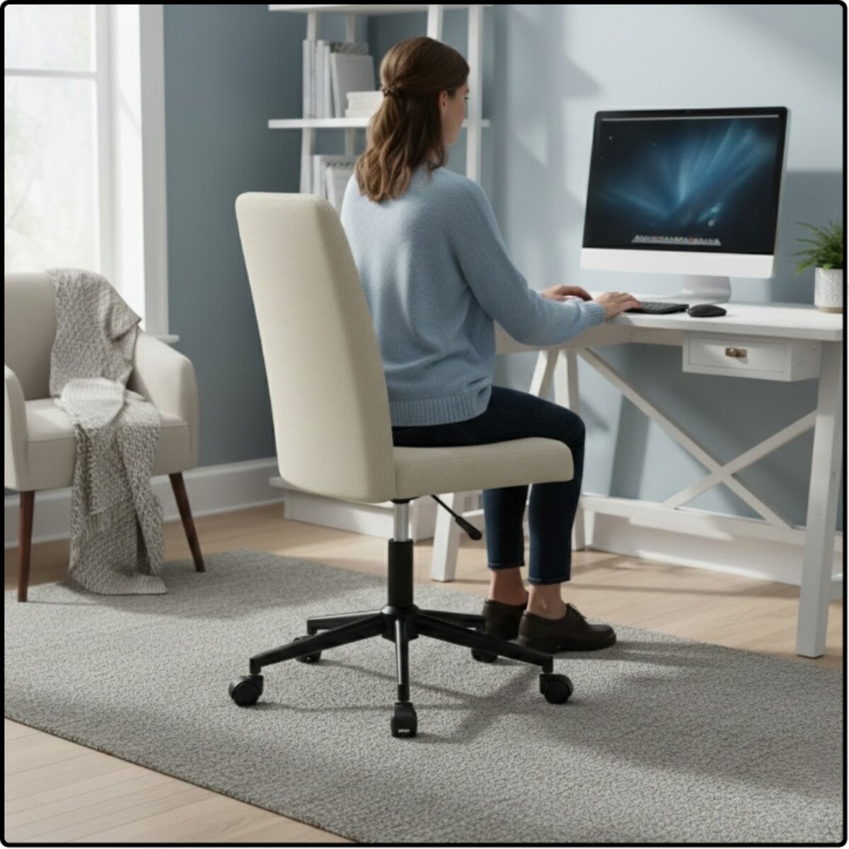 Fotel biurowy obrotowy krzesło biurowe wygodny do biurka regulowany beżowy welurowy