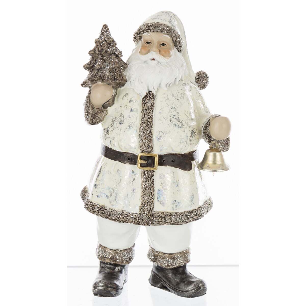 Figurka - Mikołaj biało-srebrny 18x10 cm