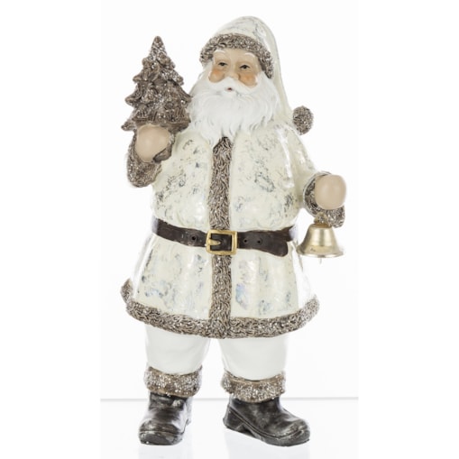 Figurka - Mikołaj biało-srebrny 18x10 cm