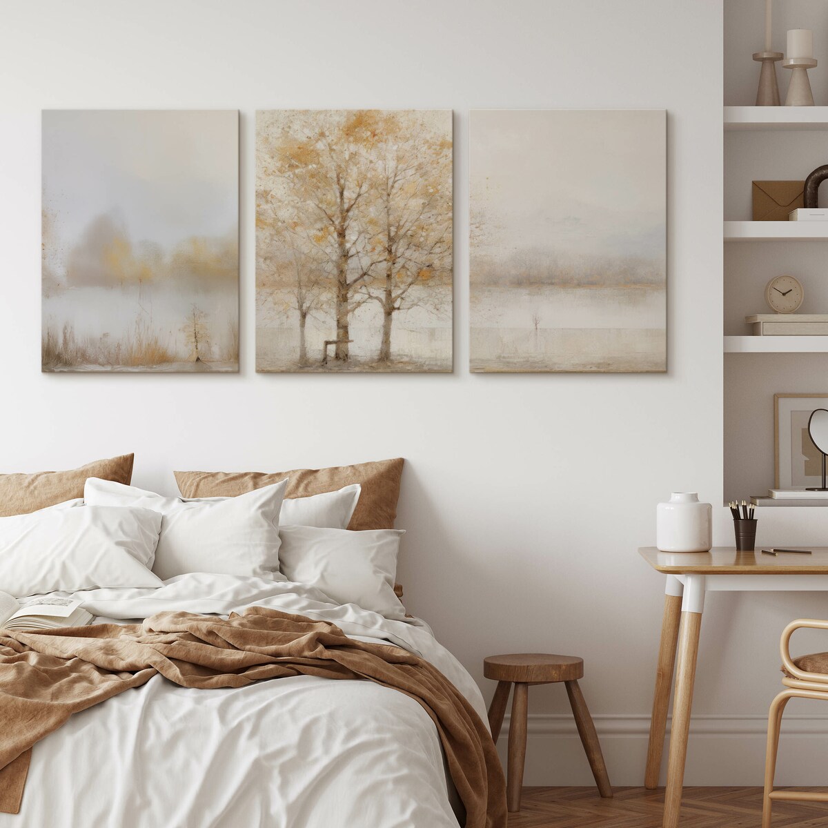 3x Obraz Do Salonu Set Krajobraz We Mgle Drzewa Abstrakcja Vintage 30x40cm