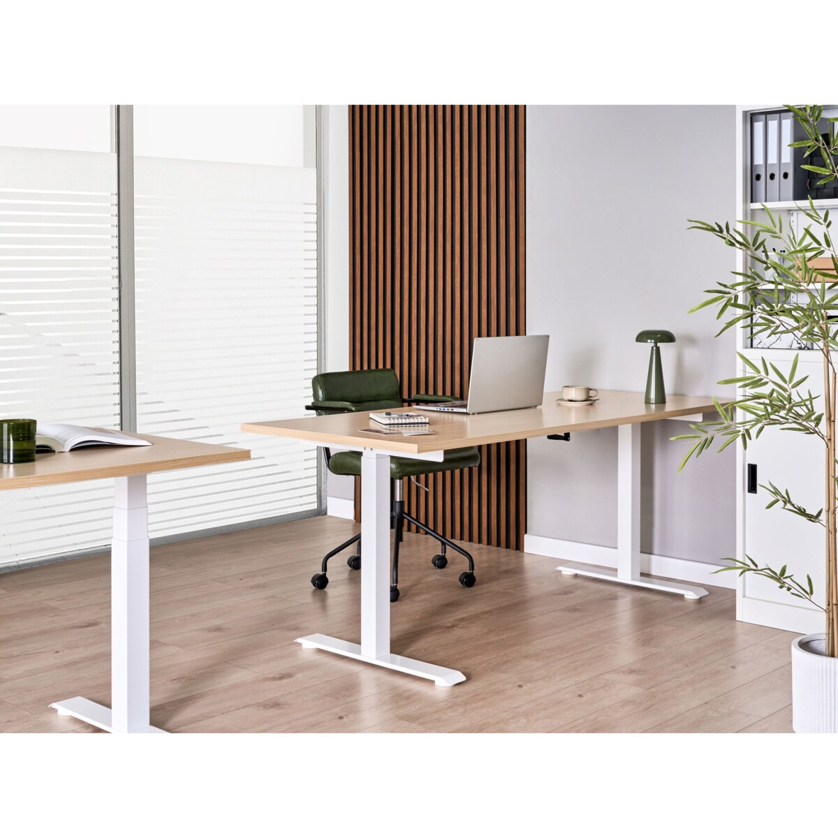 Biurko regulowane manualnie DESTINES Jasny brąz/ biały 180 cm 72 cm