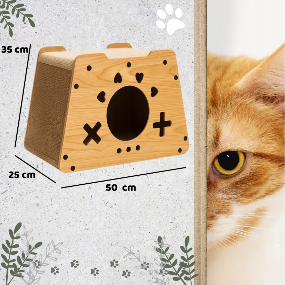 Drapak Dla Kota Z Budką Domek Do Drapania I Odpoczynku Tekturowy Serduszka