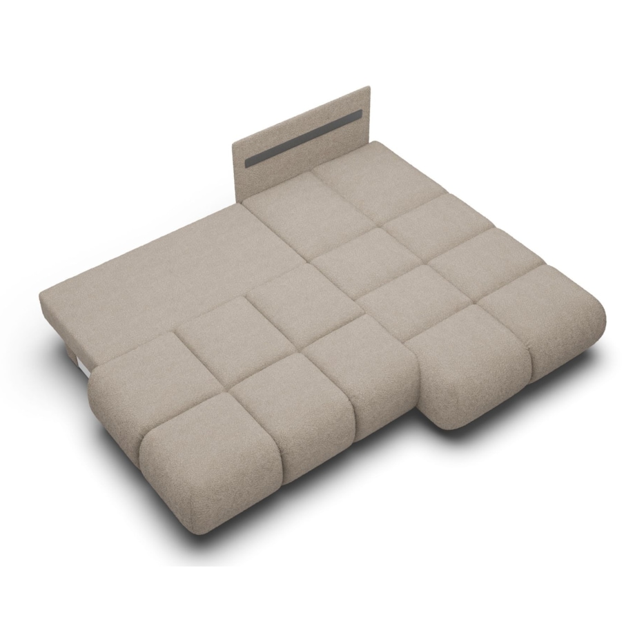 Pikowany Narożnik MILA rozkładany bez boczków prawy ciemnobeżowy