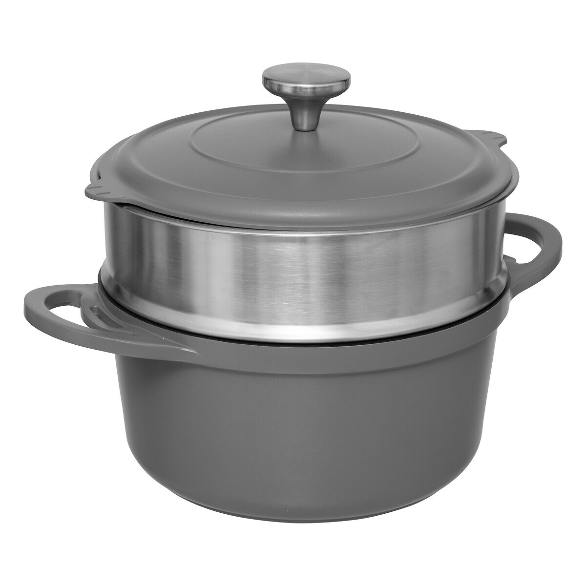 Naczynie do gotowania na parze HEALTHY, Ø 24 cm, 4 elementy, kolor szary, aluminium