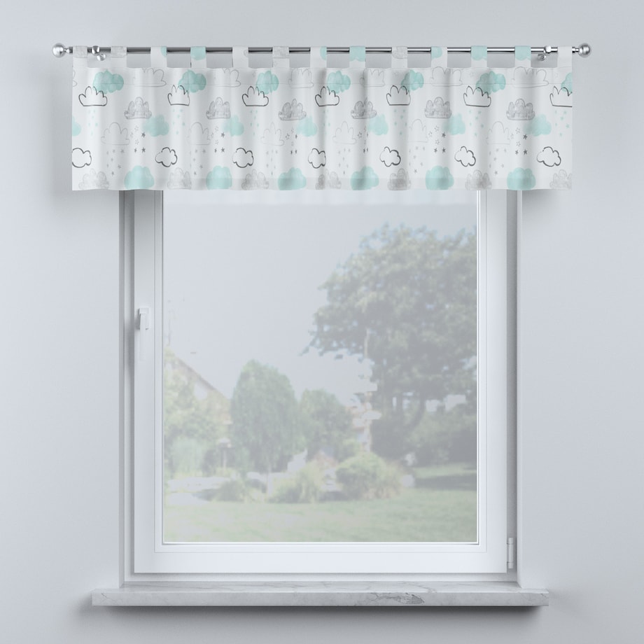 Lambrekin na szelkach 260x40 ecru-niebieski