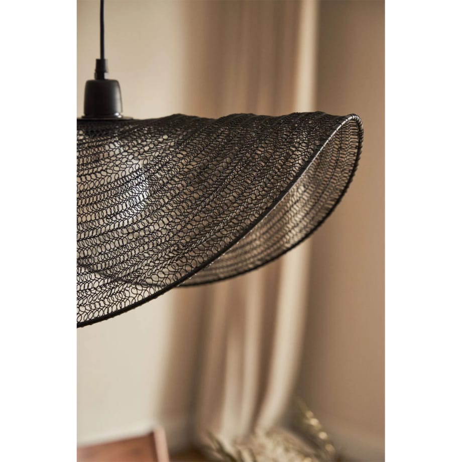 Lampa wisząca z drucianej siatki Garaine 58 cm, czarna