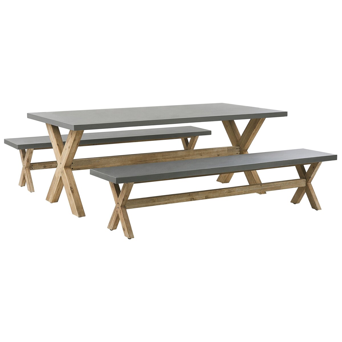 Zestaw ogrodowy stół i 2 ławki szary OLBIA