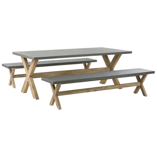 Zestaw ogrodowy stół i 2 ławki szary OLBIA