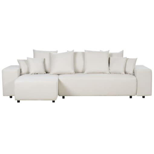 Narożnik prawostronny rozkładany z pojemnikiem jasnobeżowy LUSPA