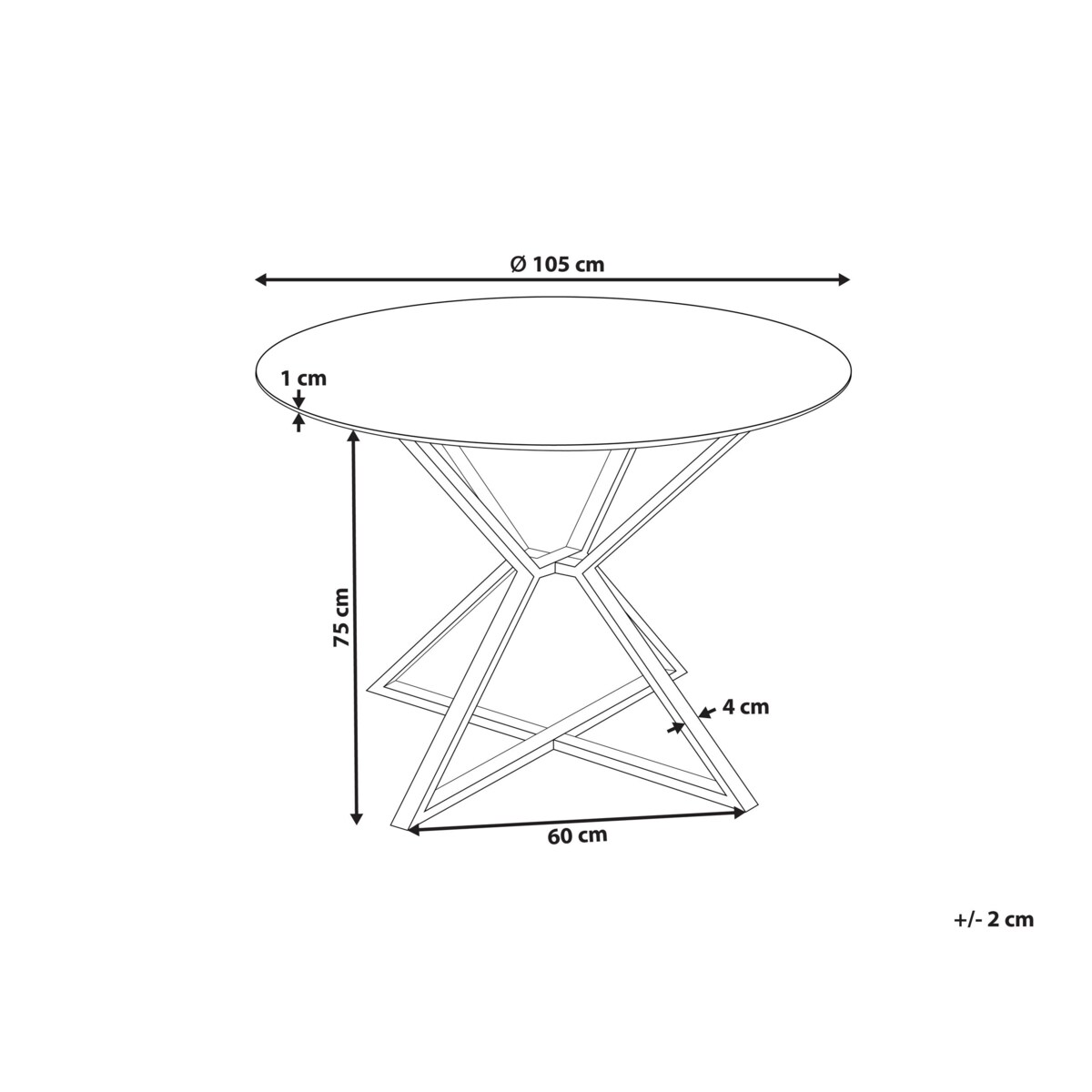 Stół do jadalni BOSCO Czarny 105 cm 105 cm Szkło hartowane