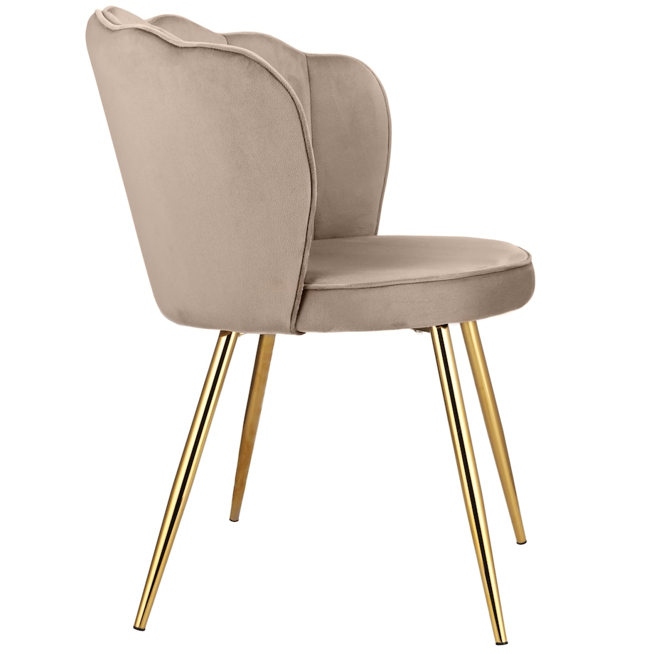 Krzesło welurowe eleganckie FIORE beżowe tapicerowane