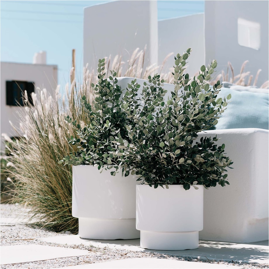 Doniczka Donica Ogrodowa 29,8 Cm Okrągła Na Taras Do Ogrodu Domu Biała