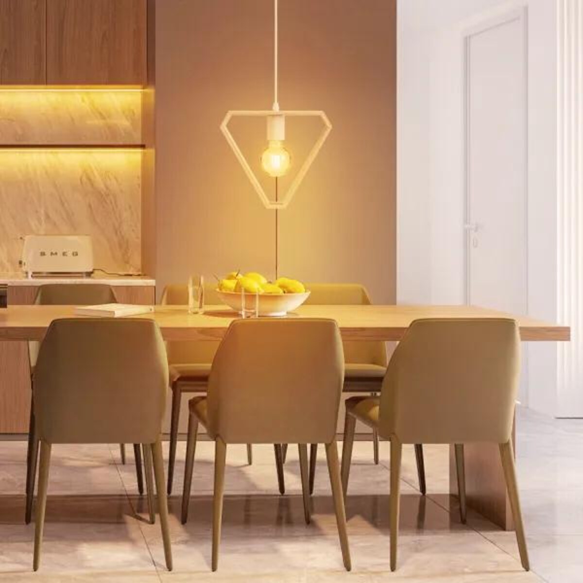 drewniana lampa wisząca bukowa trójkątna e27