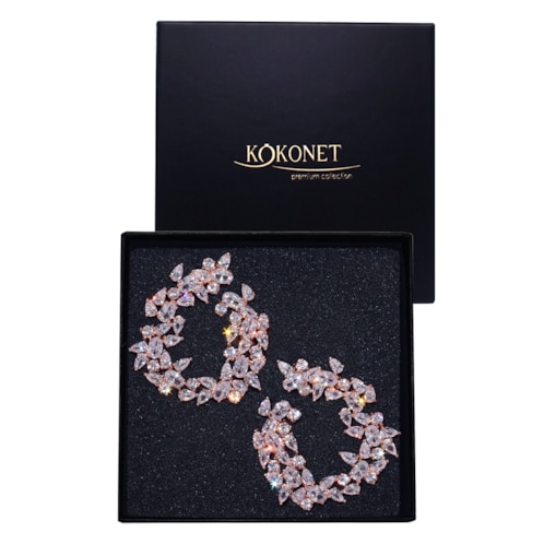 KOLCZYKI ślubne GLAMOUR różowe złoto efektowne na wesele galę swarovski