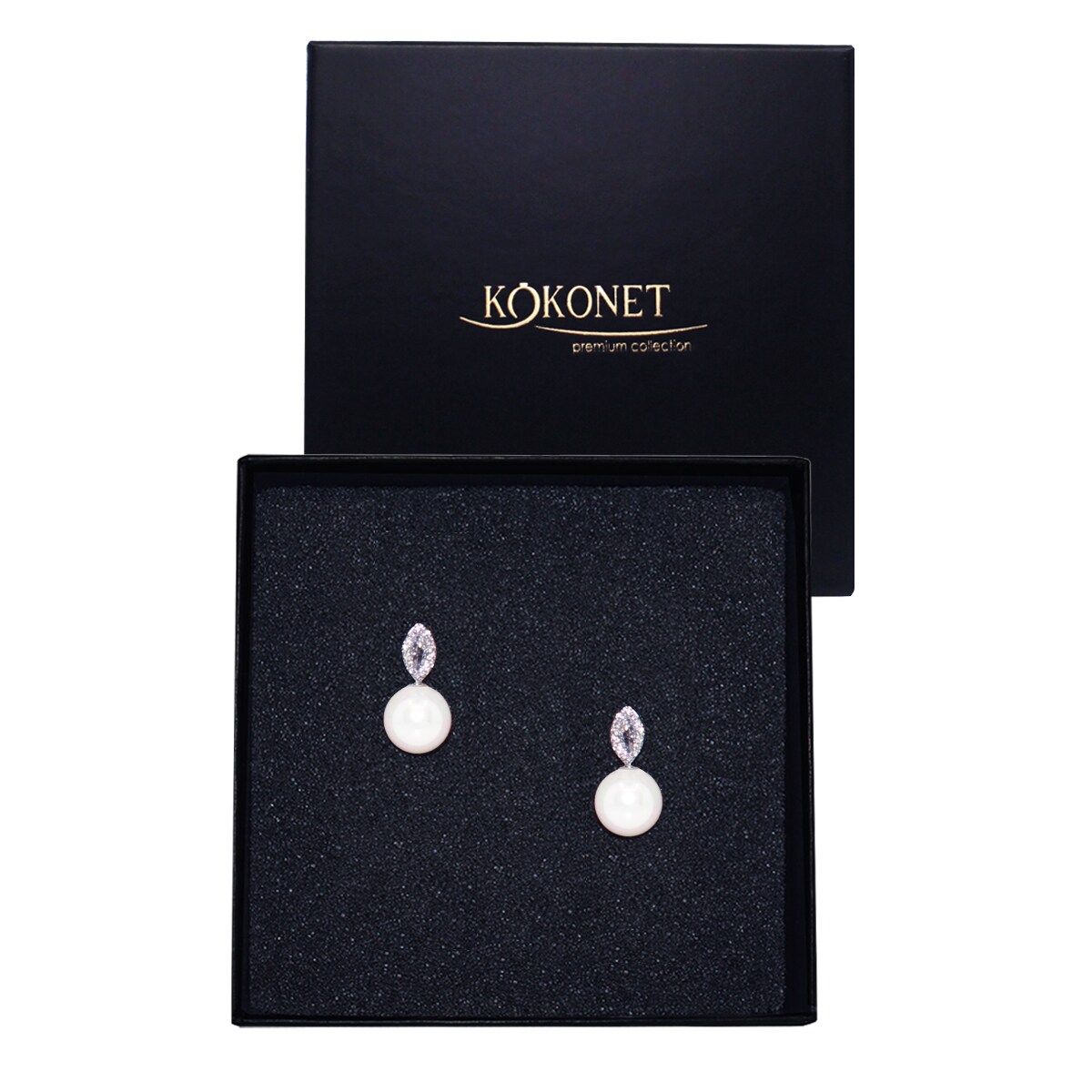 Kolczyki srebrne perłowe z listkami przy uchu ozdobne eleganckie ślubne