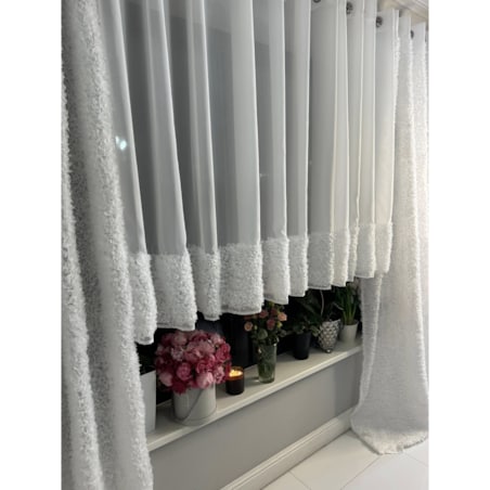 firana "lumiere 3d" z szyfonu biała | 140x250 taśma