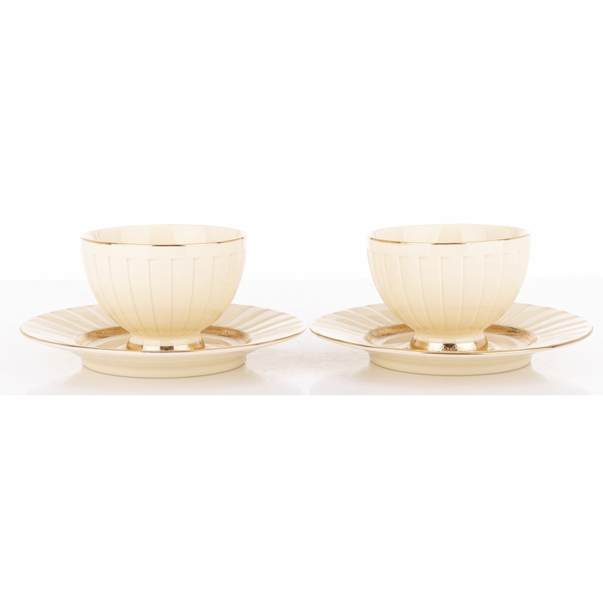Filiżanka 2 szt. 7x9,5x12,5 cm 220 ml ze spodkiem Ø 16,5 cm TASSE-2 ecru i złoty