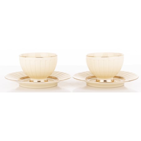 Filiżanka 2 szt. 7x9,5x12,5 cm 220 ml ze spodkiem Ø 16,5 cm TASSE-2 ecru i złoty
