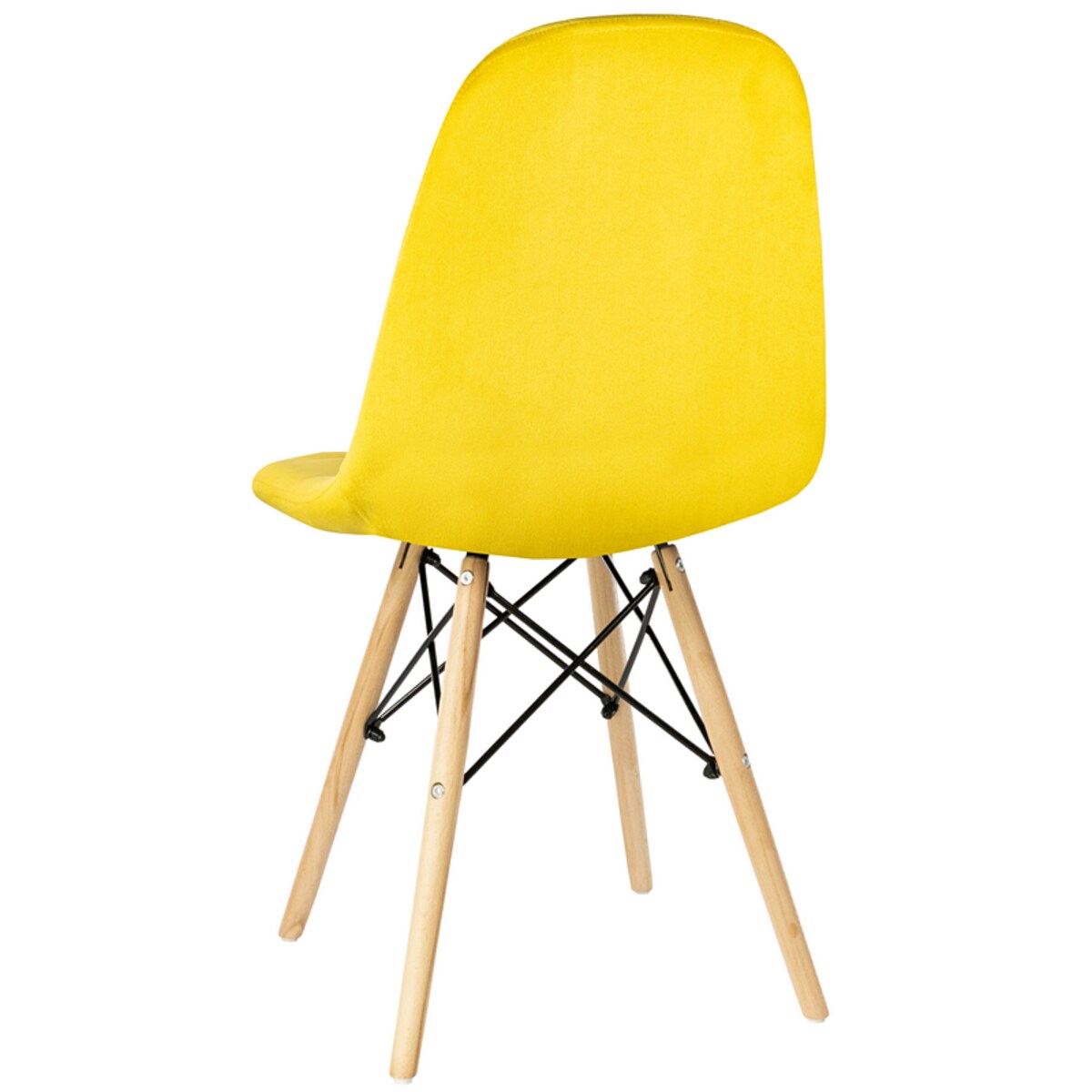 Krzesło tapicerowane welurowe skandynawskie żółte nowoczesne