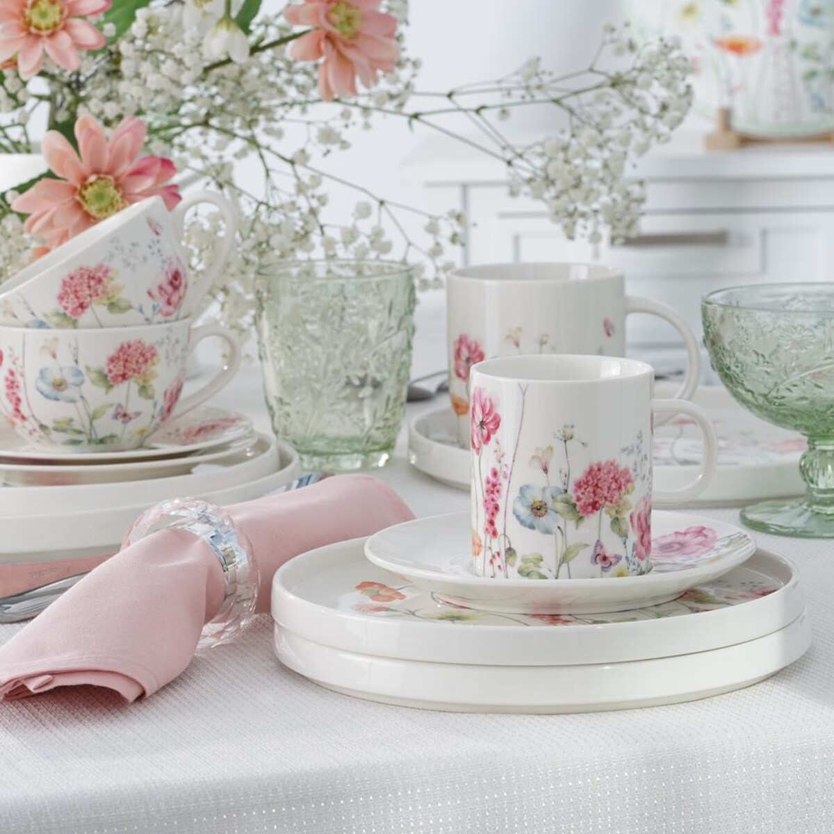 VILLA ITALIA Zestaw kawowy na 6 osób porcelanowy GARDENO