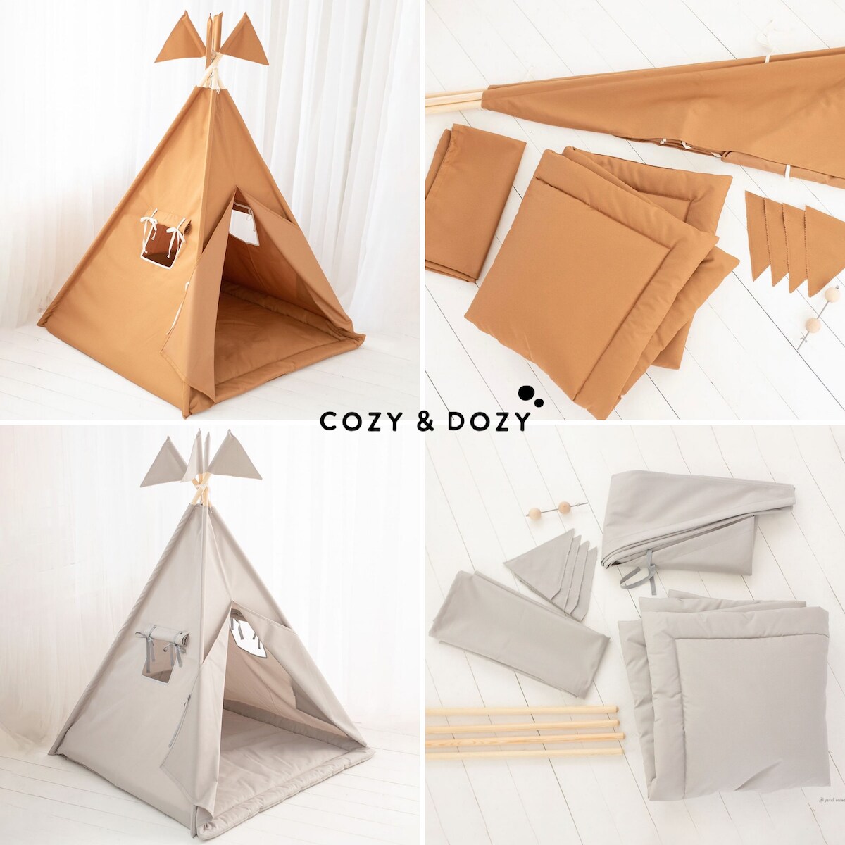 Wodoodporny namiot tipi Garden Sand z miękką matą