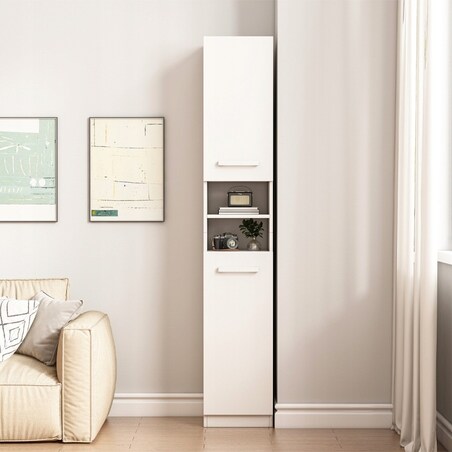 Regał Szafka Biała Nowoczesna Stojąca Słupek Wysoki Loft 2 Drzwi 180 Cm