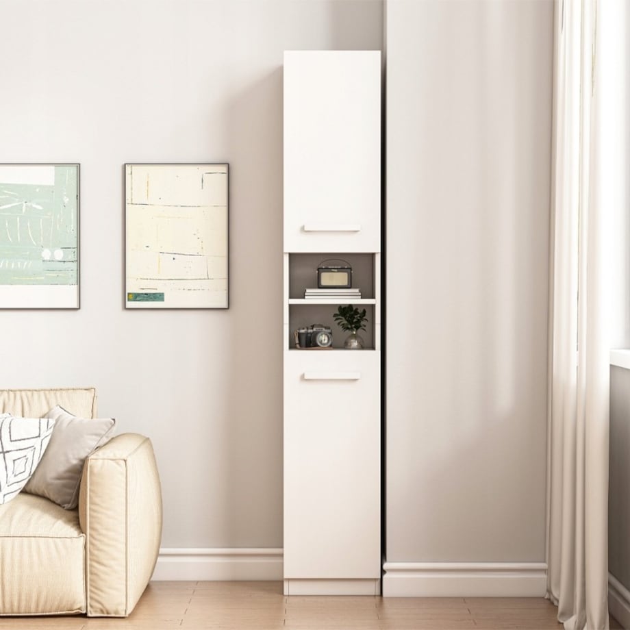 Regał Szafka Biała Nowoczesna Stojąca Słupek Wysoki Loft 2 Drzwi 180 Cm