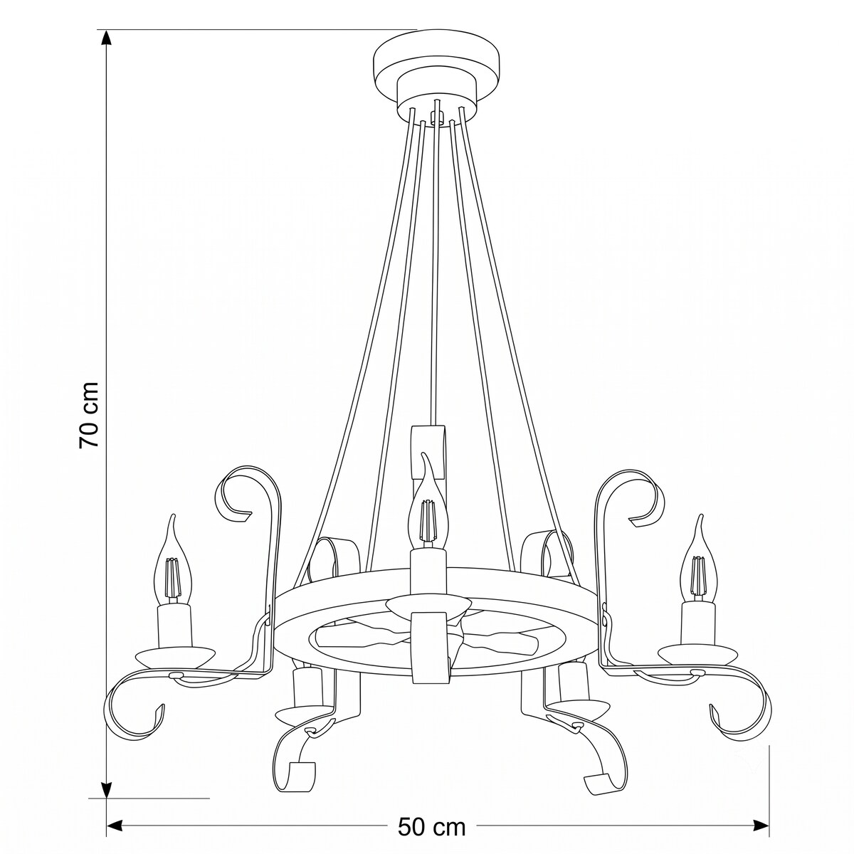 drewniana lampa wisząca 5 punktowa edylit loft retro
