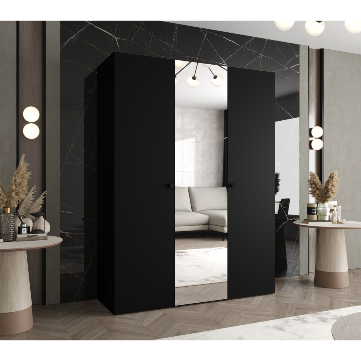 Szafa uchylna otwierana BARI 2 150 wys. 202 cm Czarny + u. Czarny