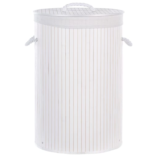 Kosz bambusowy z pokrywą biały SANNAR