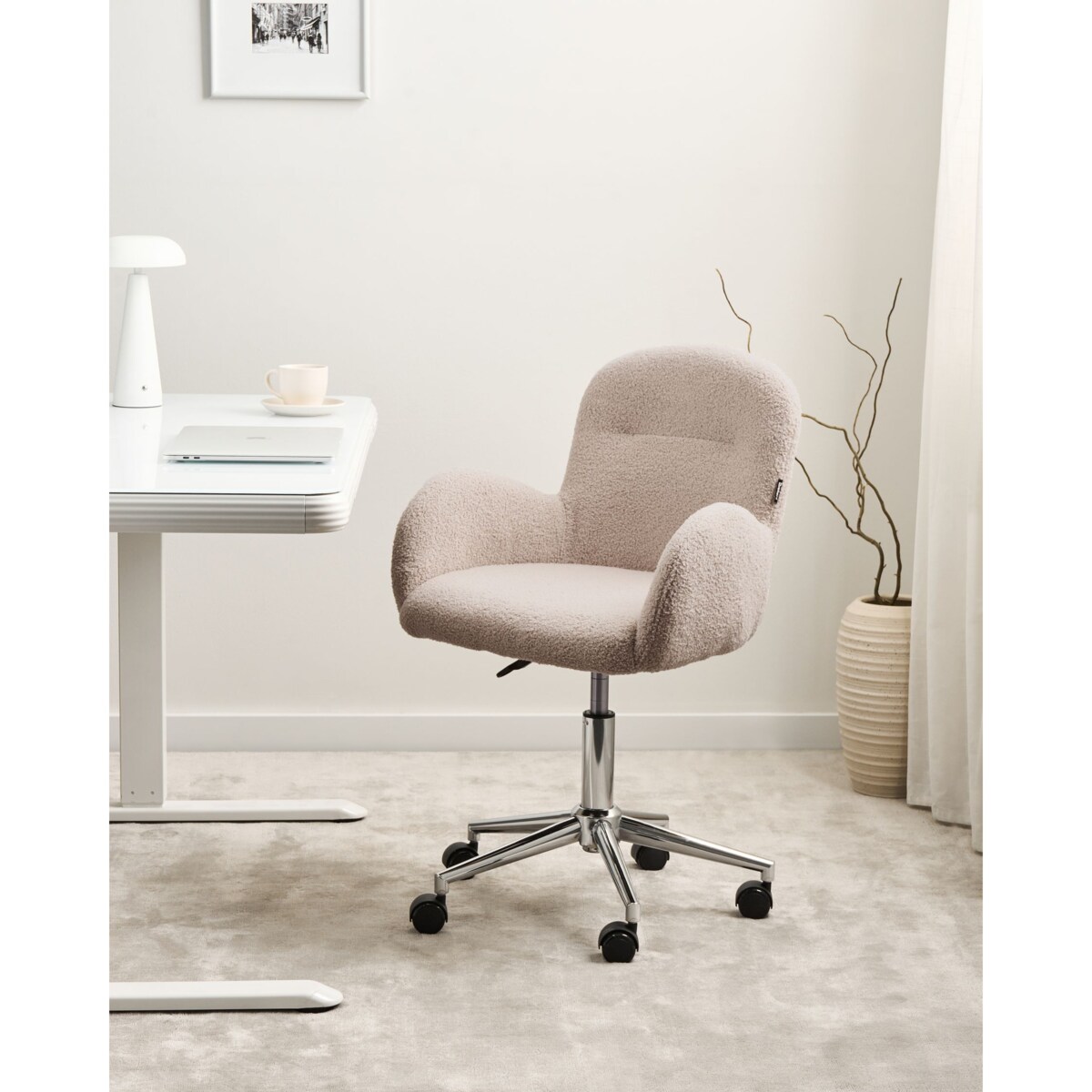 Krzesło obrotowe PRIDDY Boucle Beżowy