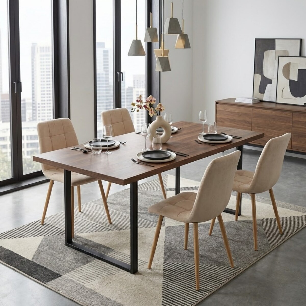 Krzesło tapicerowane do salonu beżowe welurowe pikowane