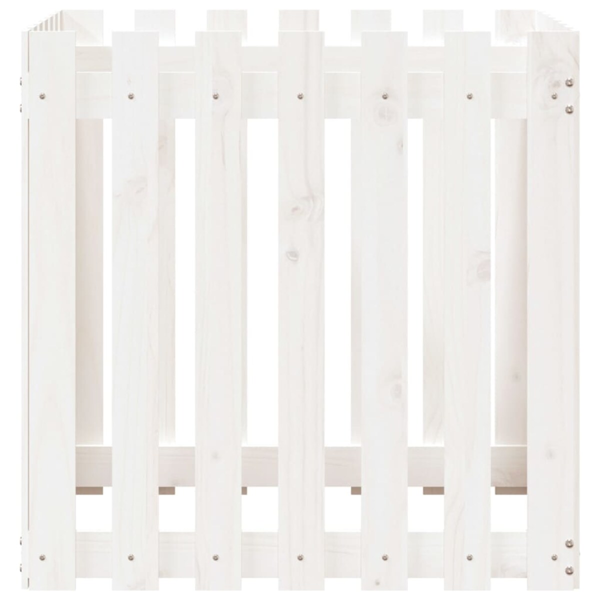 vidaXL Donica ogrodowa z płotkiem, biała, 70x70x70 cm, drewno sosnowe