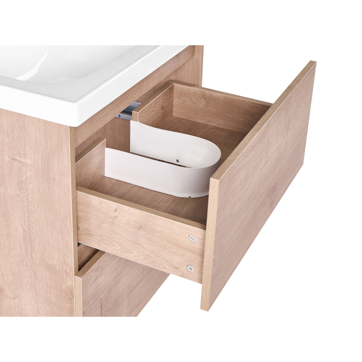 Szafka łazienkowa wisząca z umywalką LAGOA 60 cm Jasnobrązowy