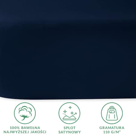 Prześcieradło satynowe bez gumki 200x220 kolor ciemny granat