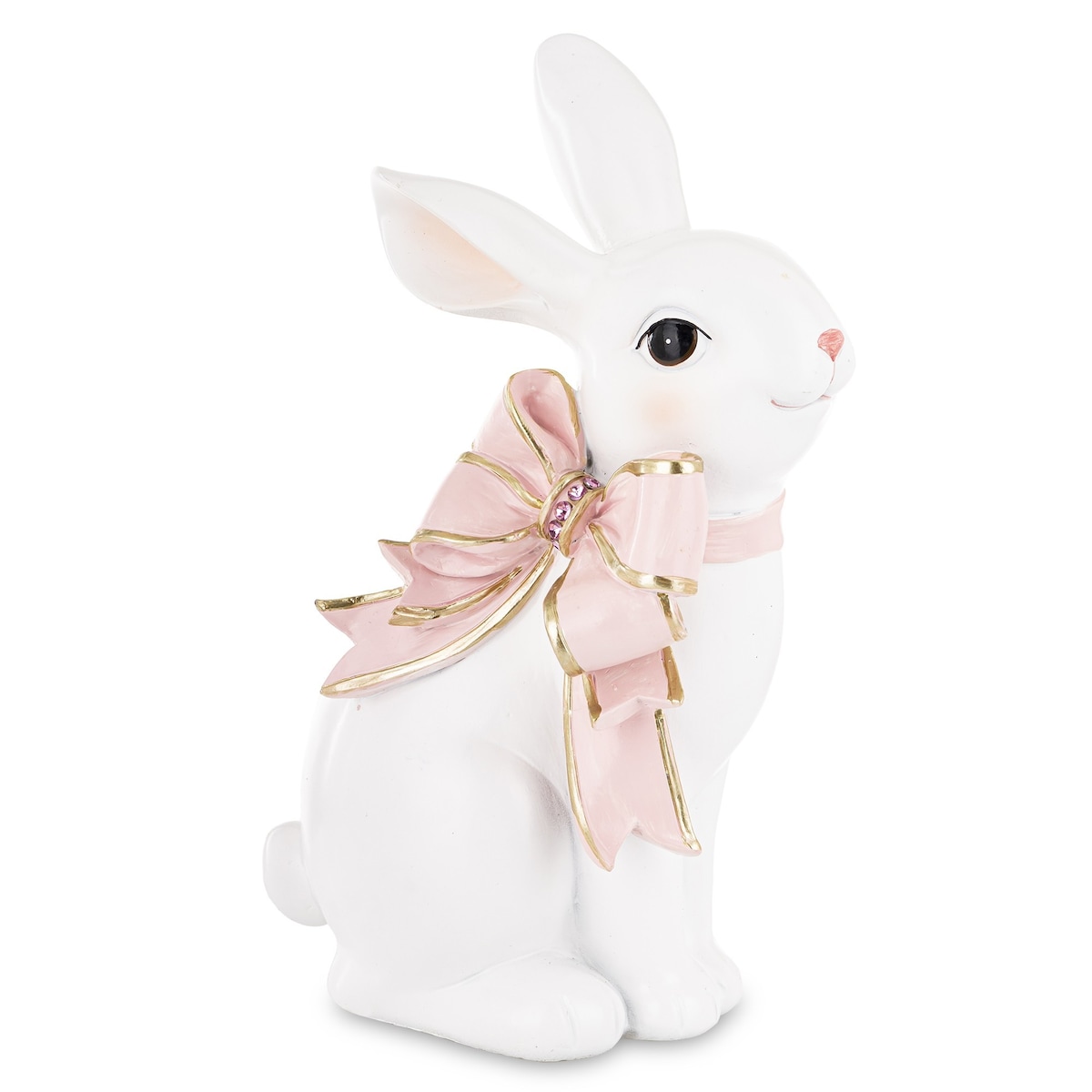 Dekoracja - królik 26x17x11 cm BUNNY-4 z różową kokardką