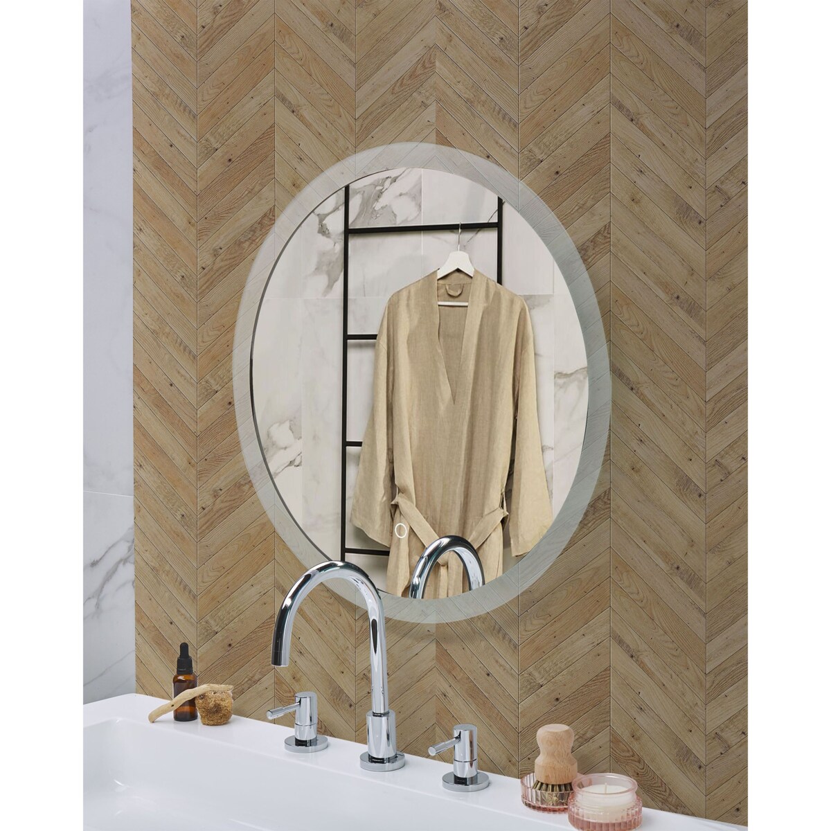 Lustro łazienkowe LED YSER 58 cm 58 cm Srebrny