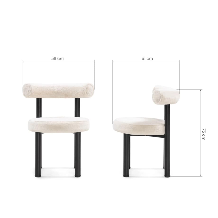 Krzesło do jadalni ecru/czarne nogi 75x58x81 cm PEDRITO - II, 2 szt.