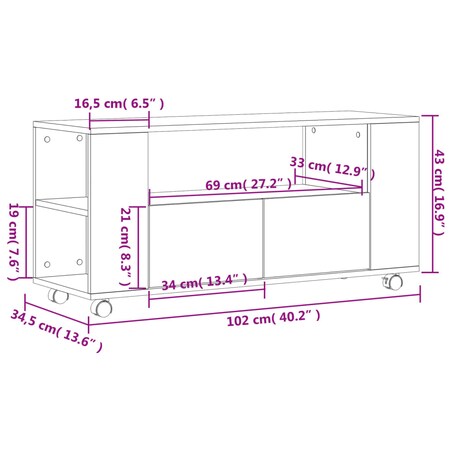 vidaXL Szafka pod TV, biała, 102x34,5x43 cm, materiał drewnopochodny