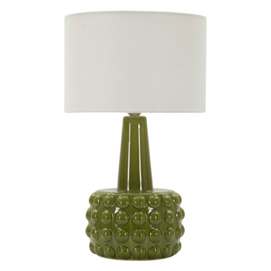 Lampa stołowa Gress, kolor zielony i biały, ceramika, żelazo i tkanina, 30 x 30 x 51,5 cm, 1 x E27, max. 40 W, do salonu i sypialni, Mauro Ferretti
