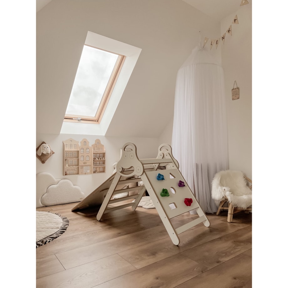 Drabinka Pikler ŚCIANKA WSPINACZKOWA + DUŻA zjeżdżalnia CHMURKI