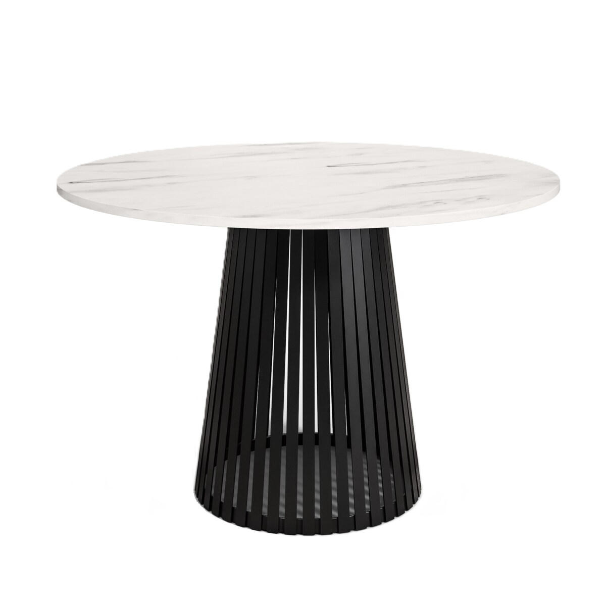 Stół okrągły VIV z lamelami do jadalni , salonu, blat 110 cm - marmur jasny