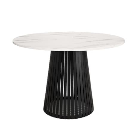 Stół okrągły VIV z lamelami do jadalni , salonu, blat 110 cm - marmur jasny