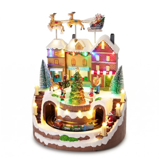 Scenka świąteczna sklep z zabawkami, LED, ruch i 8 melodii, 27 x 25 x 34 cm