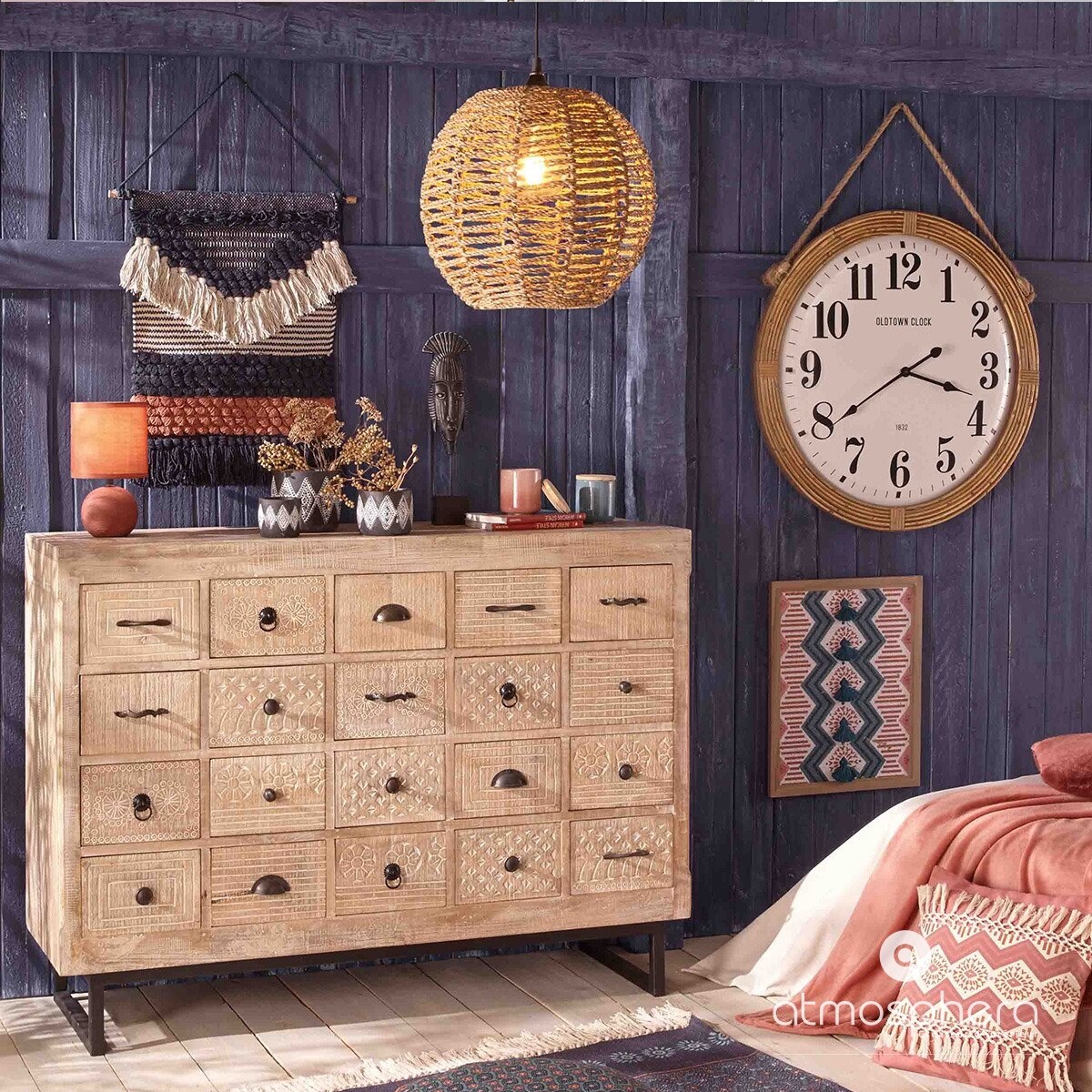 Klosz z trawy morskiej JADA, lampa sufitowa, Ø 35 cm