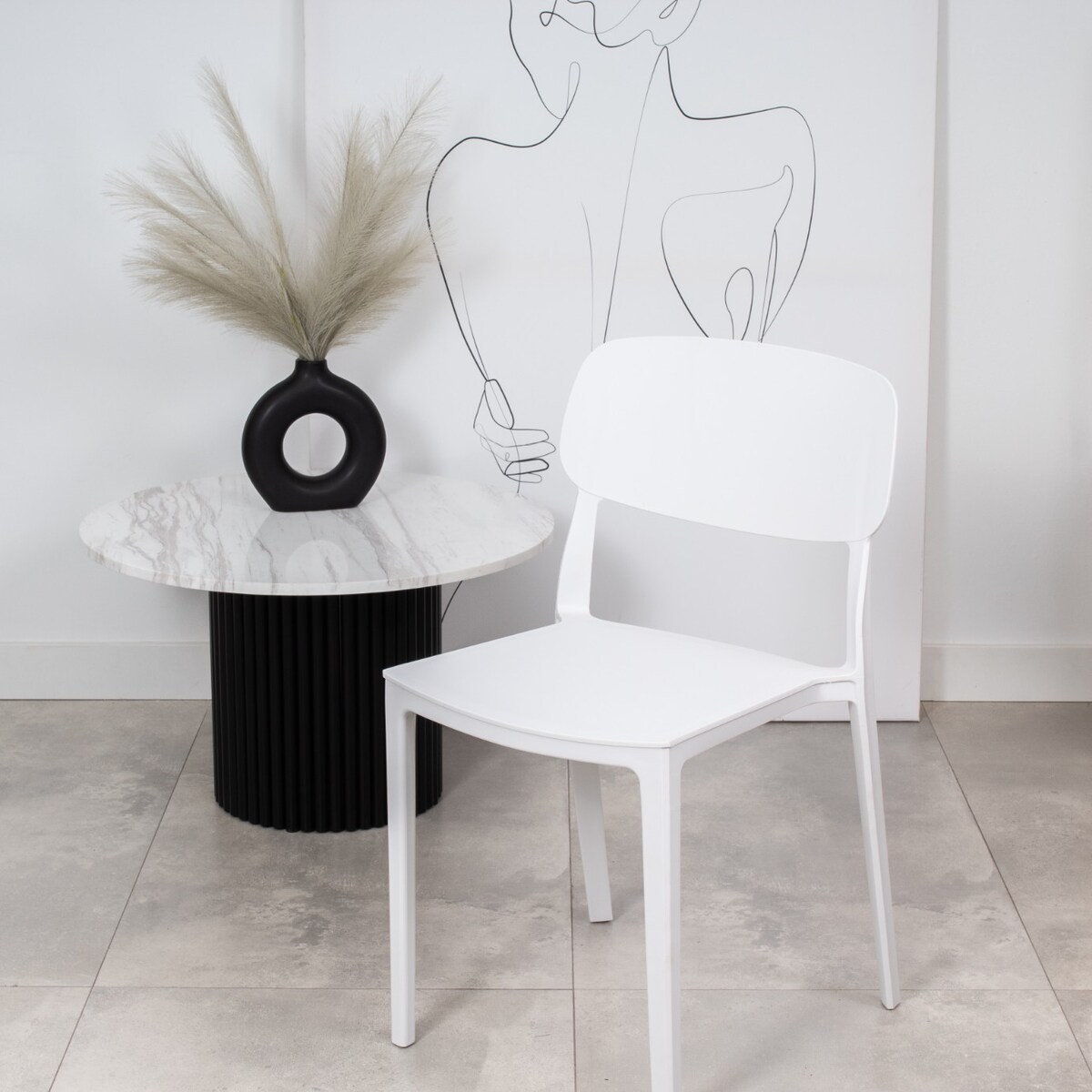 Krzesło plastikowe do salonu ogrodu nowoczesne białe oparcie